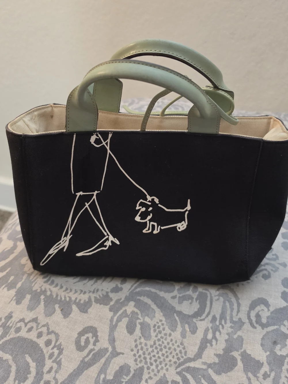Kate Spade X Mairia Kalman Walking Dog Canvas Tote. 11x7